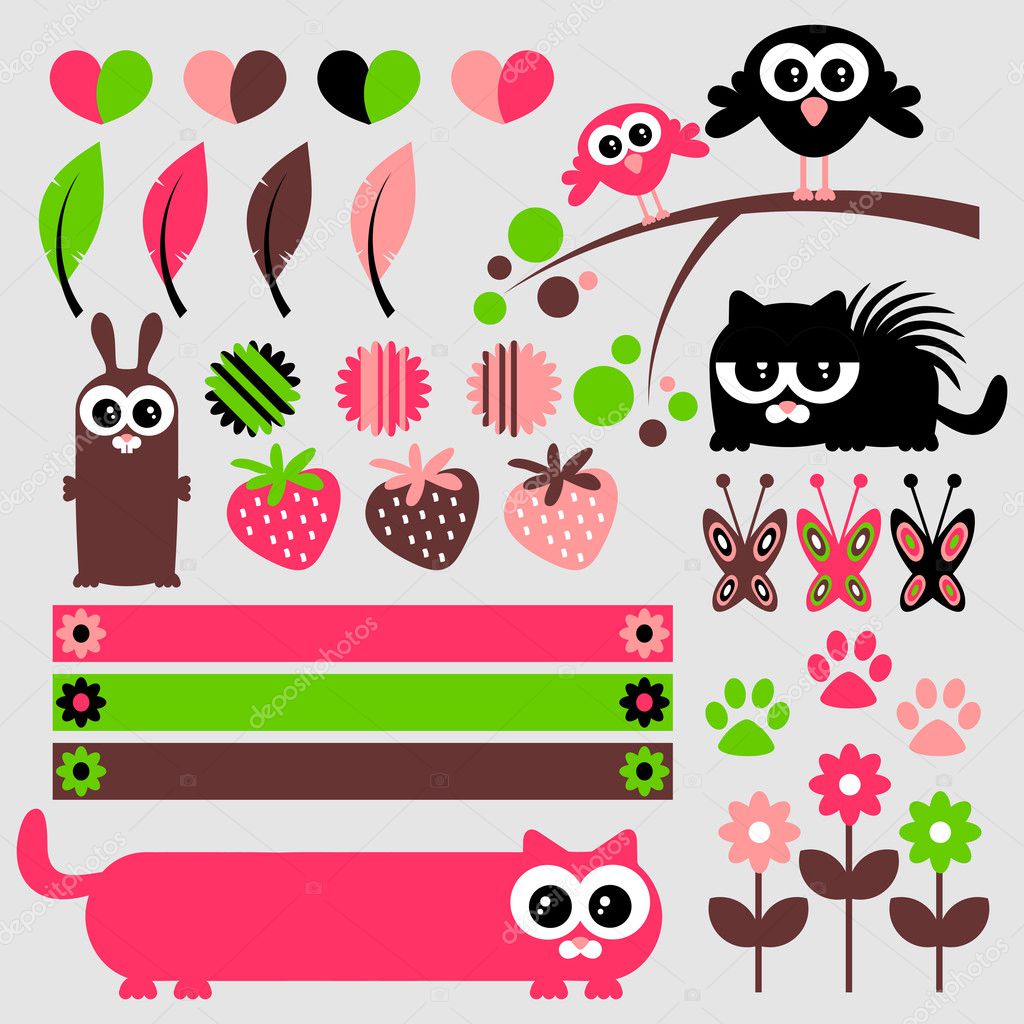 かわいいスクラップ ブック要素セット ストックベクター C Littlepaw かわいいスクラップ ブック要素セット ストックベクター C Littlepaw
