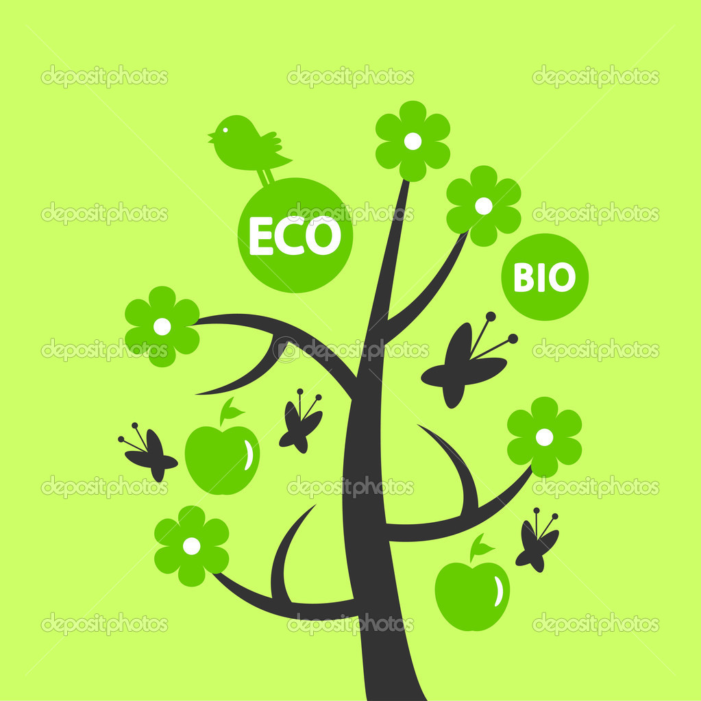 Green tree eco design — Stock Vector © littlepaw 12052431