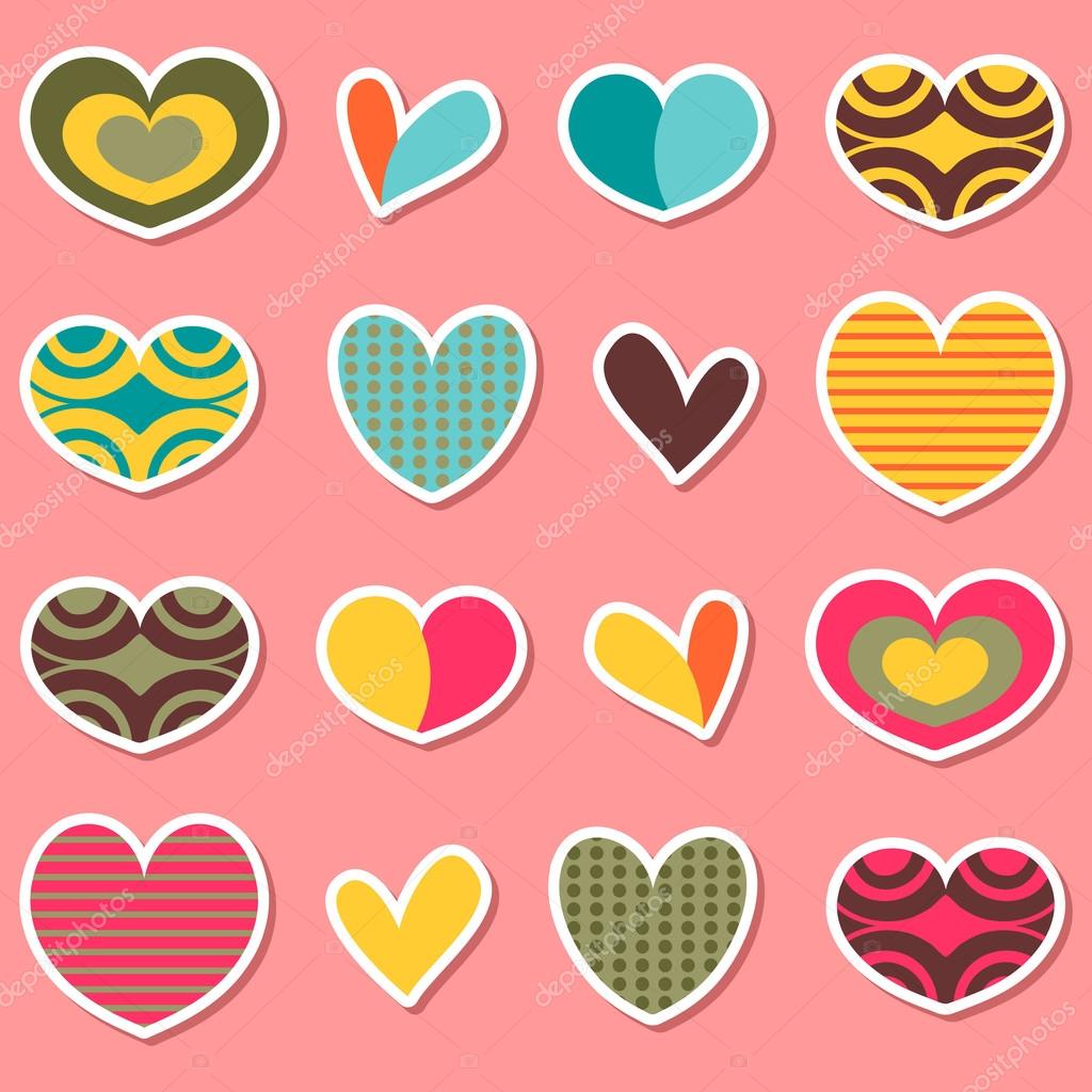 Un ensemble d'autocollants coeur mignon image vectorielle par littlepaw