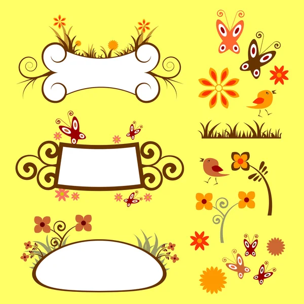 Un conjunto de elementos florales — Vector de stock