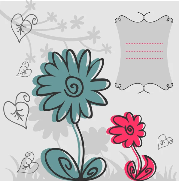 Una tarjeta decorada con flores — Vector de stock