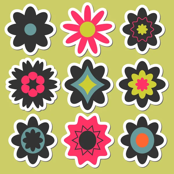 Blumenaufkleber für Sammelalbum — Stockvektor