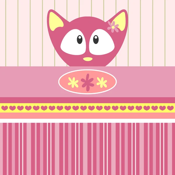 Baby meisje kitten kaart — Stockvector