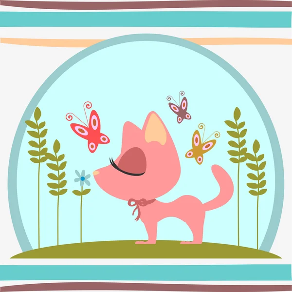 自然カードの赤ちゃん子猫 — ストックベクタ