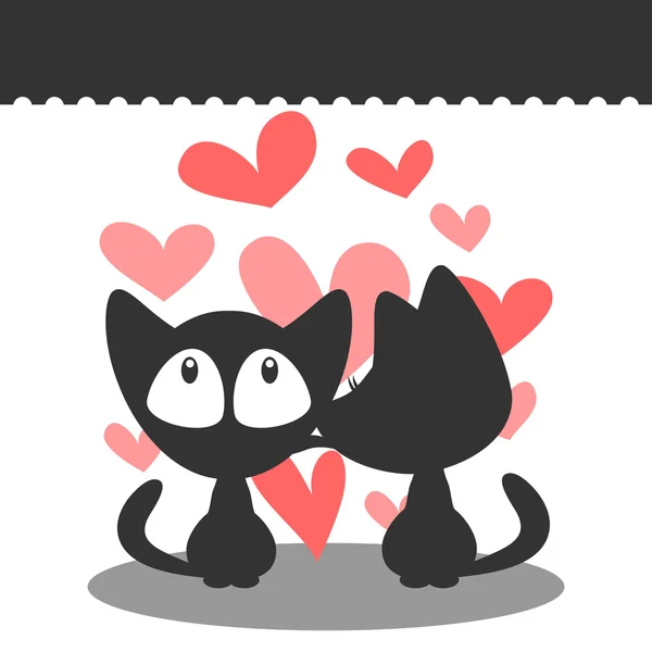 Kittens in love carte postale — Image vectorielle