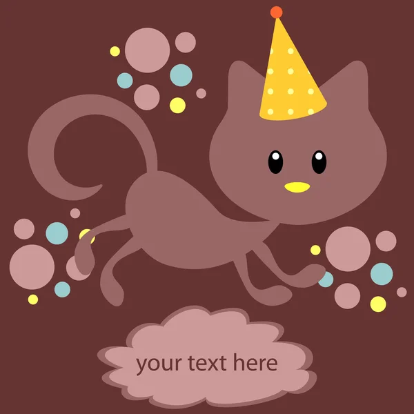 Happy kitten greeting card — Stock Vector