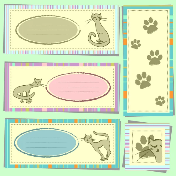 Elementos del álbum de recortes Kitty — Archivo Imágenes Vectoriales