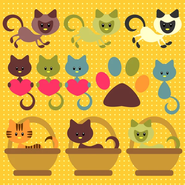 Un ensemble de petits chatons mignons — Image vectorielle