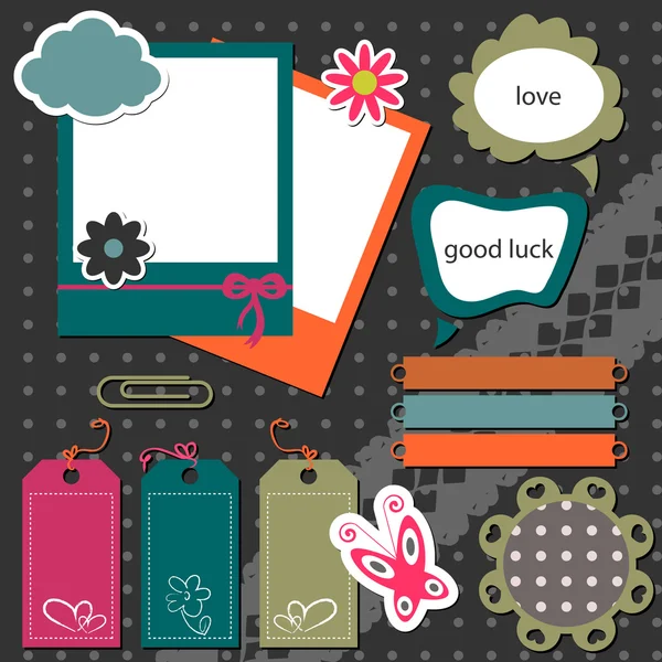 Een set van decoratieve elementen voor scrapbook — Stockvector