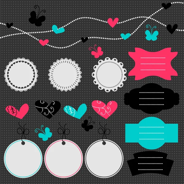 Een set van decoratieve scrapbook elementen — Stockvector