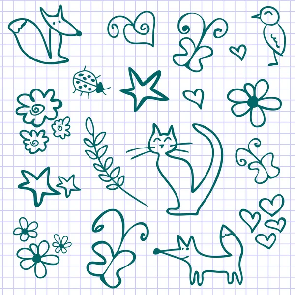 A set of cute doodles — Stock Vector