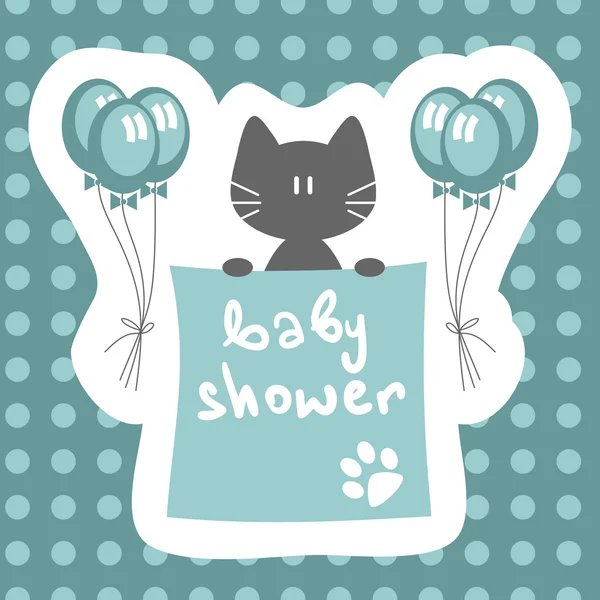 Convite bonito do chuveiro do bebê com gatinho — Vetor de Stock