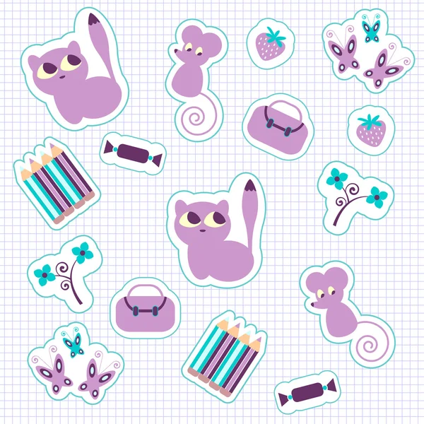 Cute stickers set — Stock Vector