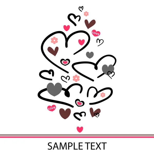 Beautiful romantic postcard with hearts — Stock Vector