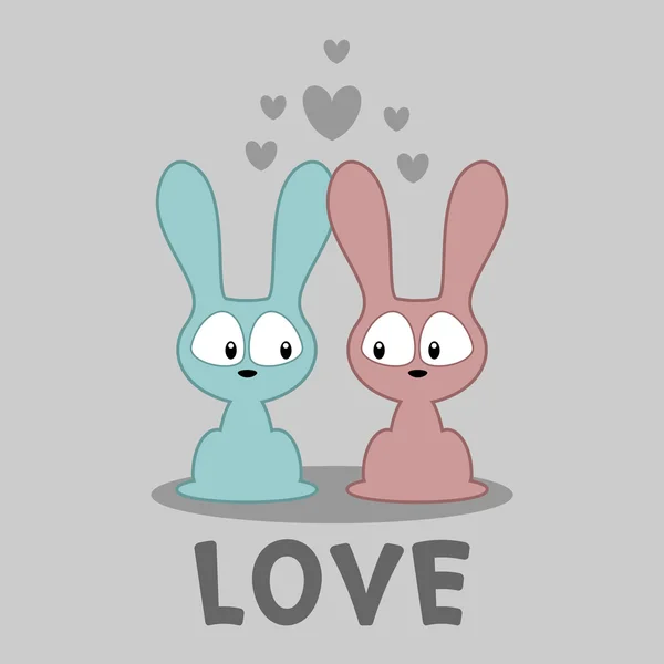 Carte d'amour mignon couple lapin — Image vectorielle