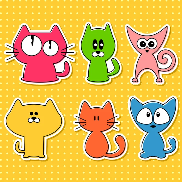 Cute funny cats set — Stock Vector