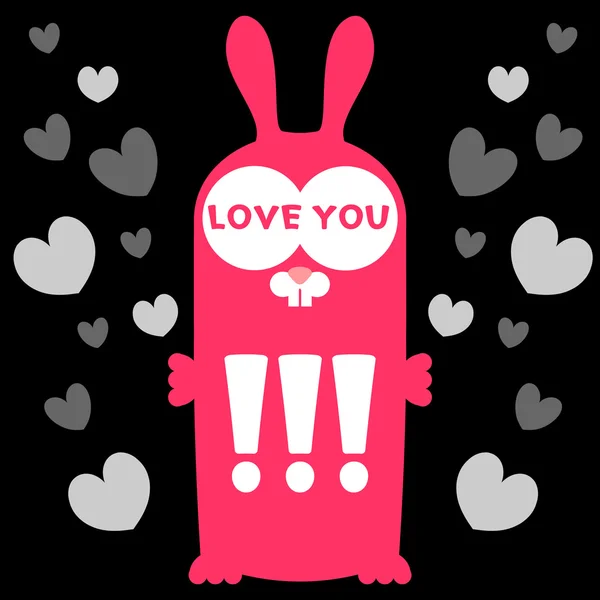 Funny bunny in love card — Stock Vector