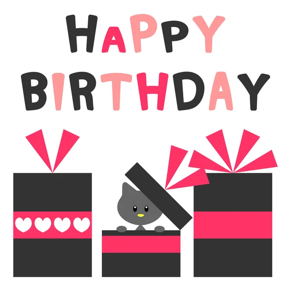 Carte d'anniversaire avec joli chaton — Image vectorielle