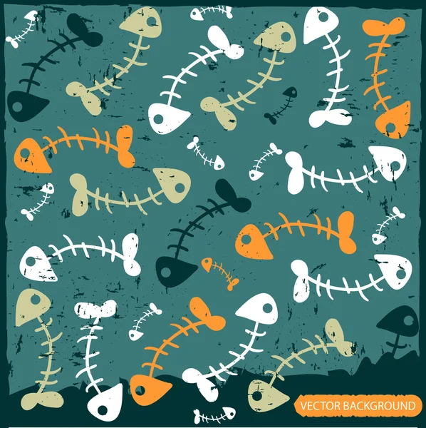 Vector background with fish skeletons — Stock Vector