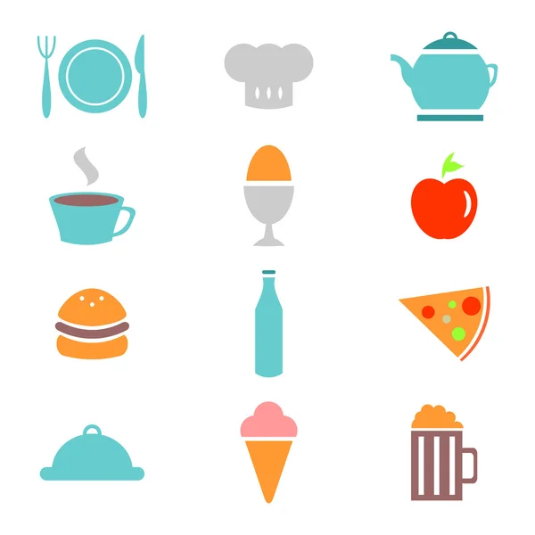 Kleurrijke voedsel icons set — Stockvector