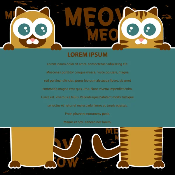 Diseño de tarjeta vectorial con dos gatos y lugar para su texto — Archivo Imágenes Vectoriales