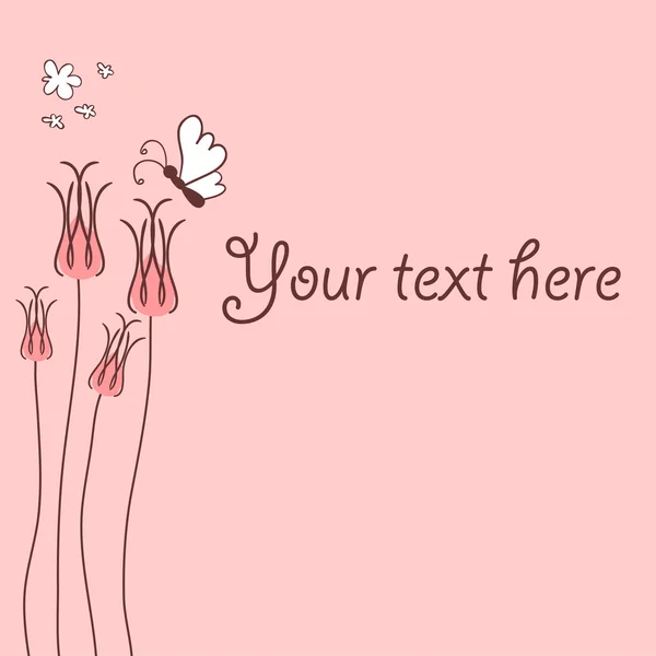 Hermosa tarjeta vectorial rosa con flores lindas — Vector de stock