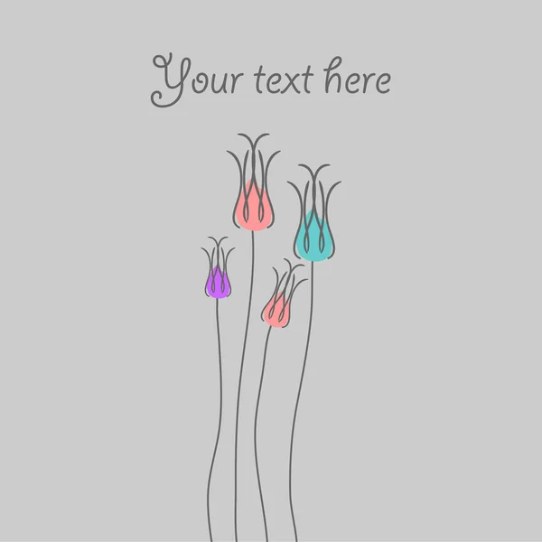 Mignon simple carte vectorielle avec des fleurs — Image vectorielle