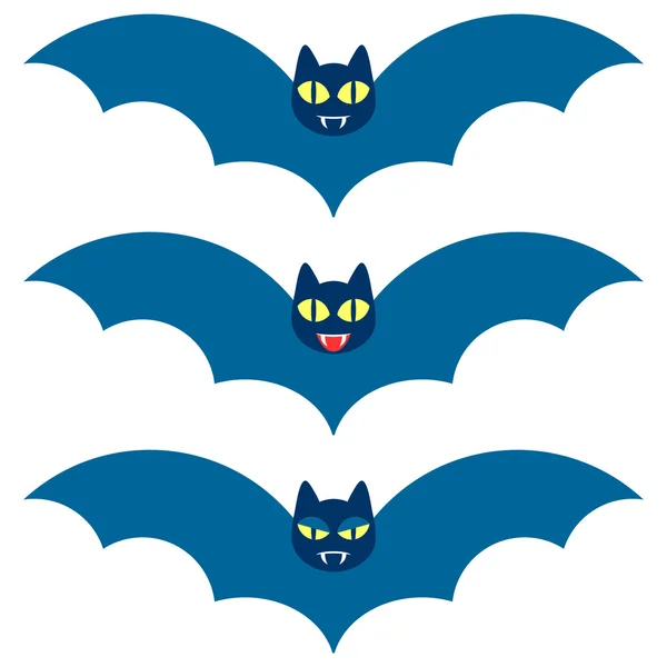 Vector set three cute bats — Stock Vector