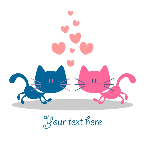 Romantic card with two cats in love — Stock Vector