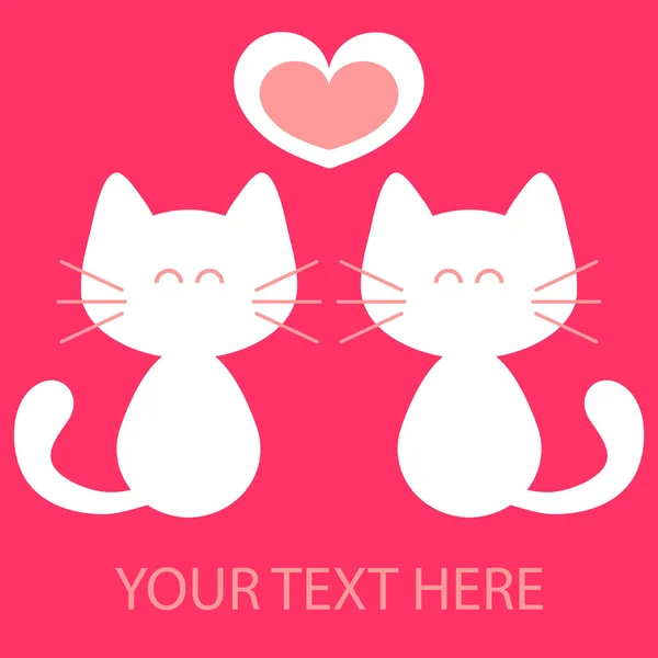 Chats mignons en carte vectorielle d'amour — Image vectorielle