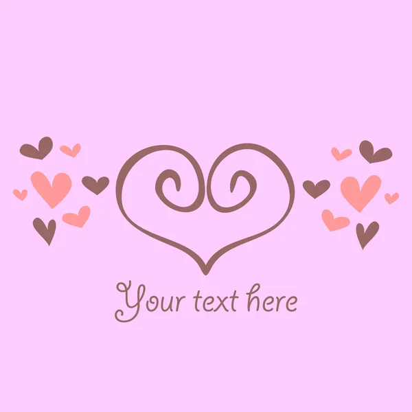 Cute romantic pink card with hearts — Stock Vector