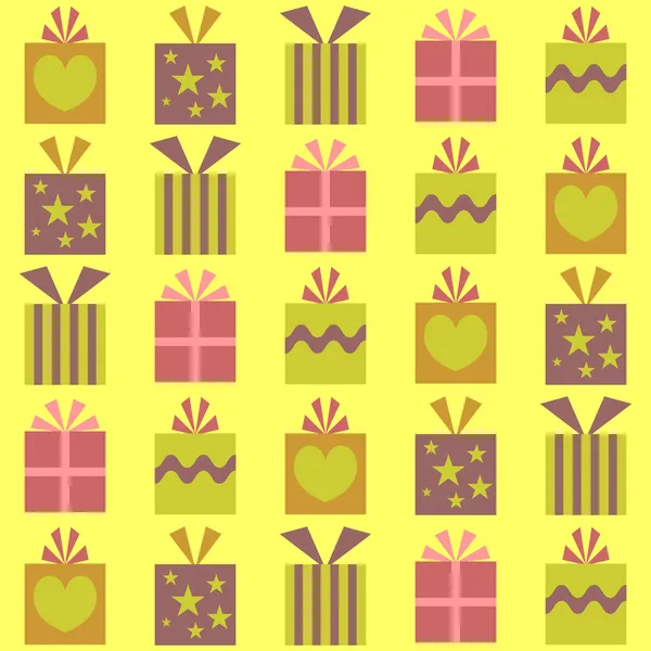 Naadloze patroon met verschillende geschenkdozen — Stockvector