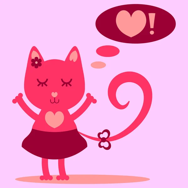 Carino gattino ragazza sognando di amore — Vettoriale Stock