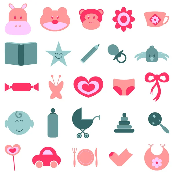 Set van schattige baby pictogrammen — Stockvector