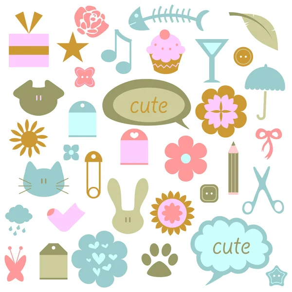 A set of cute babyish elements — Stock Vector