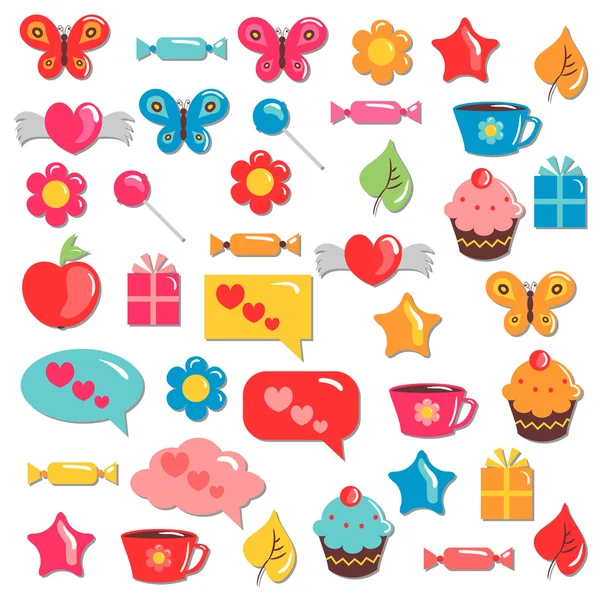 A set of cute colorful childish elements for design — Stock Vector