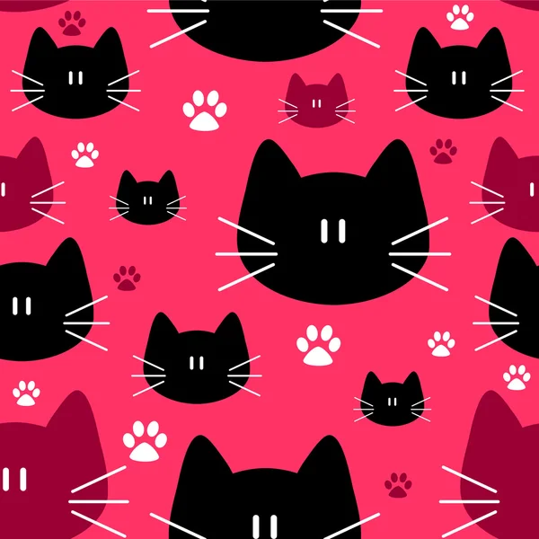 Lindo patrón sin costuras con caras de gato — Archivo Imágenes Vectoriales