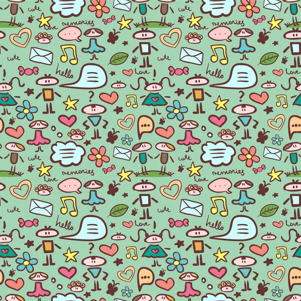 Cute childlike seamless pattern — Stock Vector