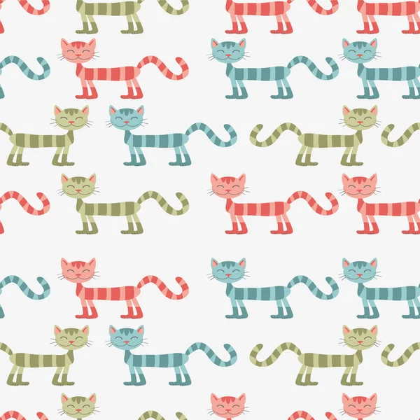 Безморщинистый узор с симпатичными кошками — стоковый вектор