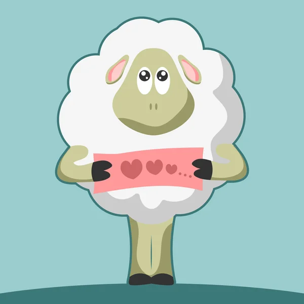 Carte romantique d'agneau mignon — Image vectorielle