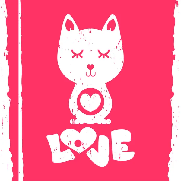 Gato no amor valentine card — Vetor de Stock