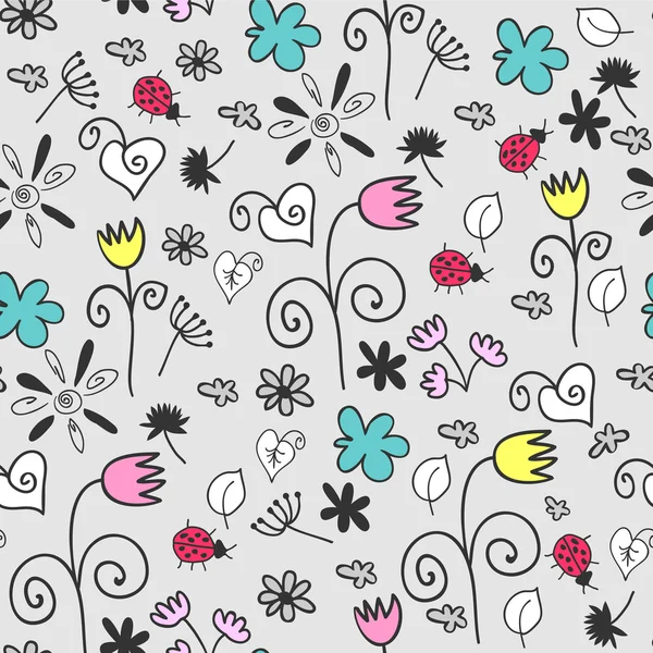 Hand drawn floral seamless pattern — Stock Vector