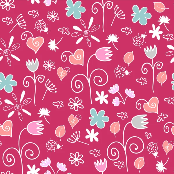 Hand drawn floral seamless pattern — Stock Vector