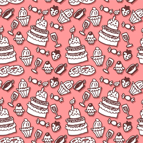 Sweet stuff hand drawn seamless pattern — Stock Vector