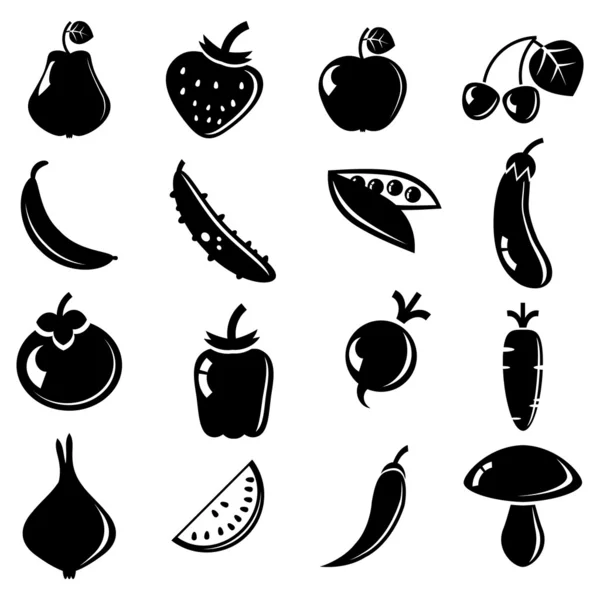 Ovocné a zeleninové ikony — Stockový vektor