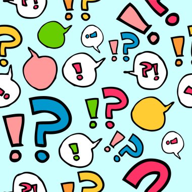 Colorful seamless pattern with question marks and exclamation marks