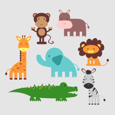 şirin Afrika hayvanları seti