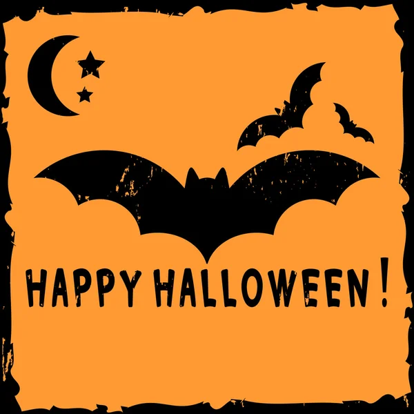 Tarjeta de Halloween con silueta de murciélago — Vector de stock