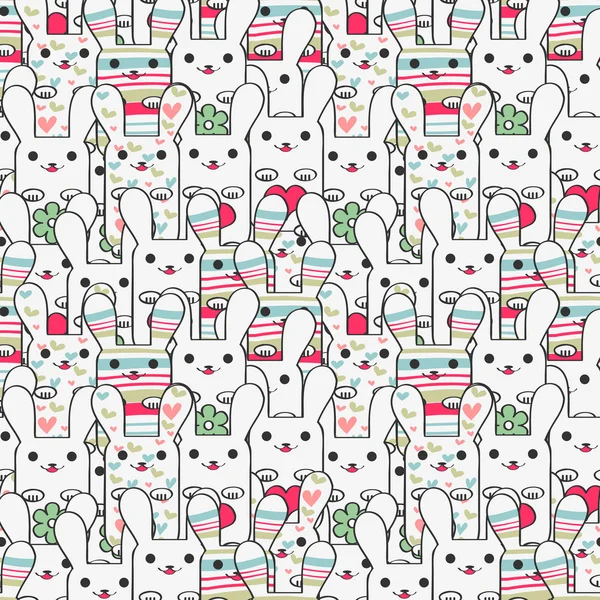 Cute seamless pattern with bunnies — Stock Vector