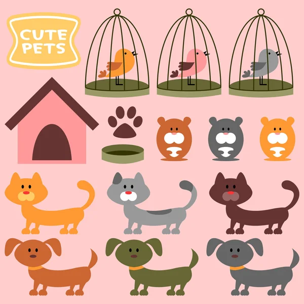 Cute pets collection — Stock Vector
